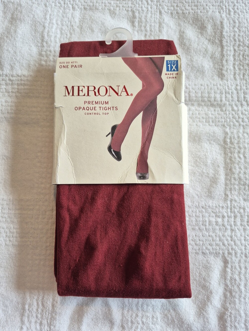 Merona 1X premium opaque tights control top deep burgundy New